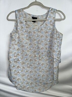 Ann Taylor | Light Blue Floral Sleeveless Blouse | XS